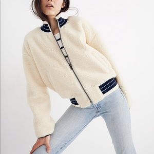 Madewell Sherpa Varsity Bomber Jacket | NEW 🏈